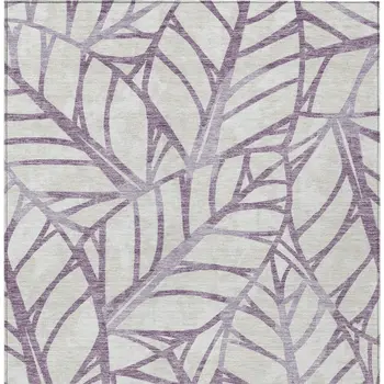 5' X 8' Purple Lavender And Beige Floral Washable Indoor Outdoor Area Rug