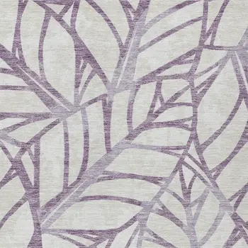 8' X 10' Purple Lavender And Beige Floral Washable Indoor Outdoor Area Rug