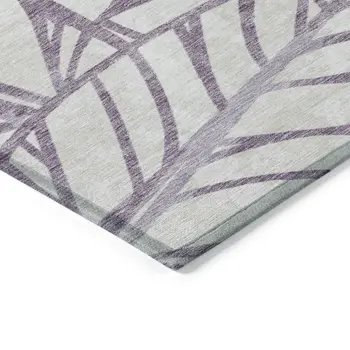 9' X 12' Purple Lavender And Beige Floral Washable Indoor Outdoor Area Rug