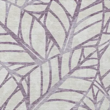 10' X 14' Purple Lavender And Beige Floral Washable Indoor Outdoor Area Rug