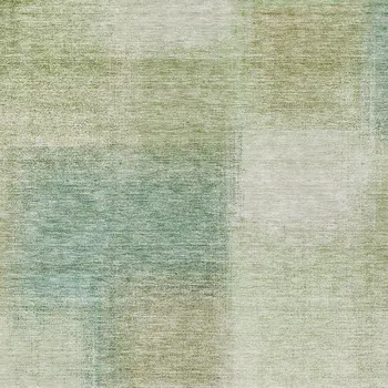 3' X 5' Artichoke Green And Beige Abstract Washable Indoor Outdoor Area Rug