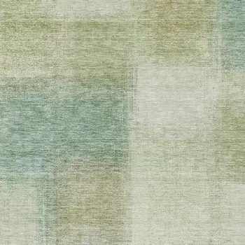 5' X 8' Artichoke Green And Beige Abstract Washable Indoor Outdoor Area Rug