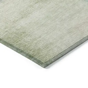 10' X 14' Artichoke Green And Beige Abstract Washable Indoor Outdoor Area Rug