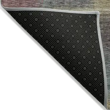 8' X 10' Beige Mauve And Brown Abstract Washable Indoor Outdoor Area Rug