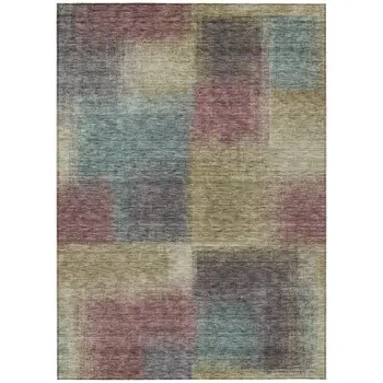 9' X 12' Beige Mauve And Brown Abstract Washable Indoor Outdoor Area Rug