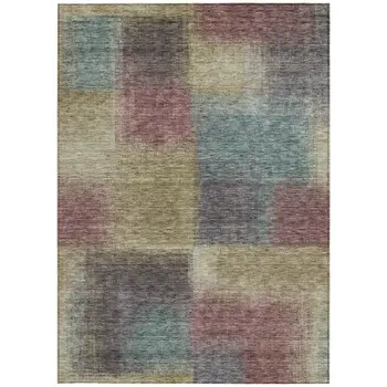 10' X 14' Beige Mauve And Brown Abstract Washable Indoor Outdoor Area Rug