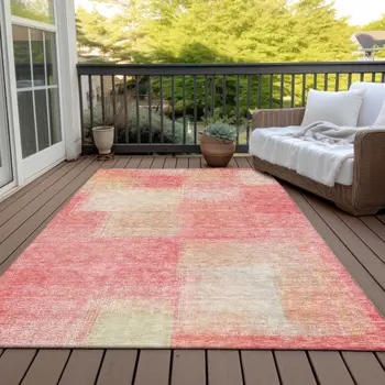 3' X 5' Blush Pink And Ivory Abstract Washable Indoor Outdoor Area Rug