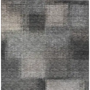 3' X 5' Charcoal Gray And Silver Abstract Washable Indoor Outdoor Area Rug
