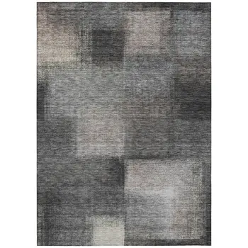 5' X 8' Charcoal Gray And Silver Abstract Washable Indoor Outdoor Area Rug