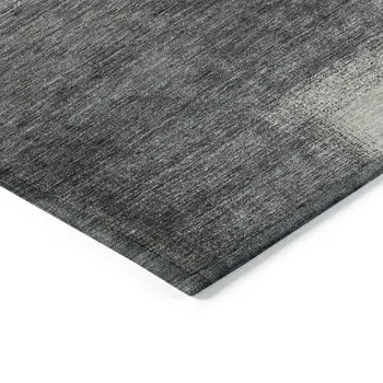 5' X 8' Charcoal Gray And Silver Abstract Washable Indoor Outdoor Area Rug