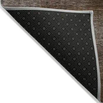 9' X 12' Brown And Ivory Abstract Washable Indoor Outdoor Area Rug