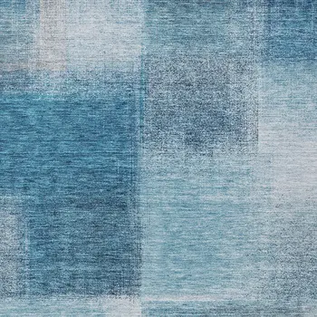 5' X 8' Denim Blue And Navy Blue Abstract Washable Indoor Outdoor Area Rug