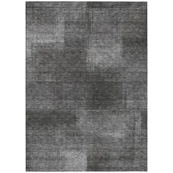 8' X 10' Gray Charcoal And Ivory Abstract Washable Indoor Outdoor Area Rug