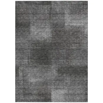 10' X 14' Gray Charcoal And Ivory Abstract Washable Indoor Outdoor Area Rug
