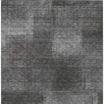 10' X 14' Gray Charcoal And Ivory Abstract Washable Indoor Outdoor Area Rug