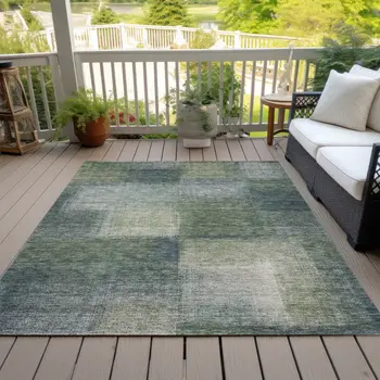 3' X 5' Olive Green And Gray Abstract Washable Indoor Outdoor Area Rug