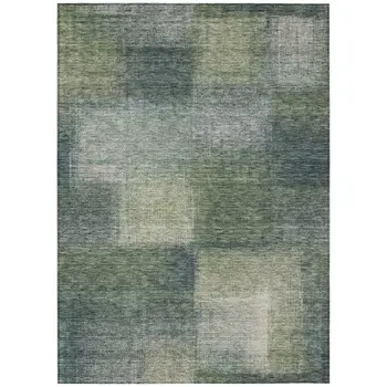 10' X 14' Olive Green And Gray Abstract Washable Indoor Outdoor Area Rug