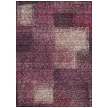 3' X 5' Plum Mauve And Beige Abstract Washable Indoor Outdoor Area Rug