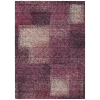 3' X 5' Plum Mauve And Beige Abstract Washable Indoor Outdoor Area Rug