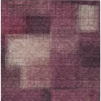 3' X 5' Plum Mauve And Beige Abstract Washable Indoor Outdoor Area Rug