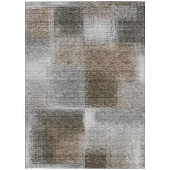 3' X 5' Silver Gray And Beige Abstract Washable Indoor Outdoor Area Rug
