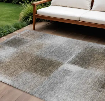 5' X 8' Silver Gray And Beige Abstract Washable Indoor Outdoor Area Rug