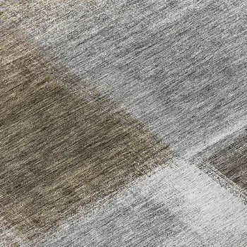 8' Silver Gray And Beige Round Abstract Washable Indoor Outdoor Area Rug