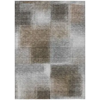 9' X 12' Silver Gray And Beige Abstract Washable Indoor Outdoor Area Rug