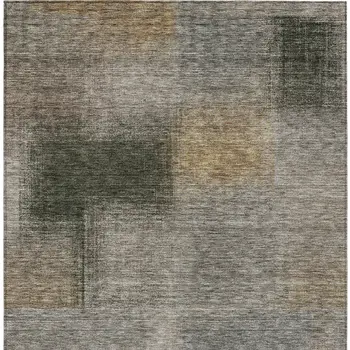 8' X 10' Taupe Gray And Beige Abstract Washable Indoor Outdoor Area Rug