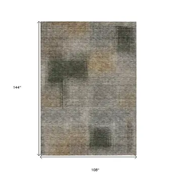 9' X 12' Taupe Gray And Beige Abstract Washable Indoor Outdoor Area Rug