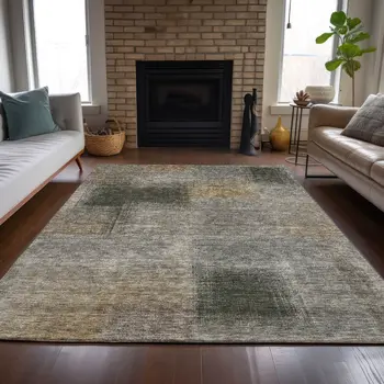 9' X 12' Taupe Gray And Beige Abstract Washable Indoor Outdoor Area Rug