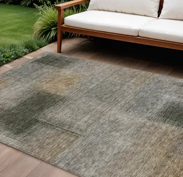 10' X 14' Taupe Gray And Beige Abstract Washable Indoor Outdoor Area Rug