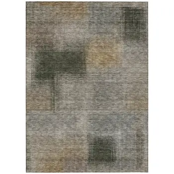 10' X 14' Taupe Gray And Beige Abstract Washable Indoor Outdoor Area Rug