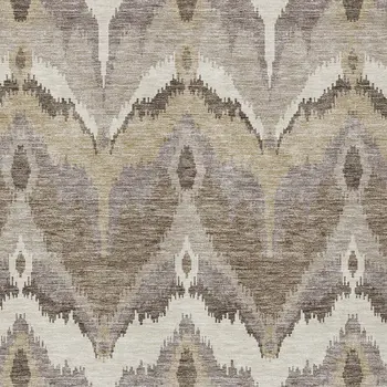 5' X 8' Beige Chocolate And Taupe Ikat Washable Indoor Outdoor Area Rug