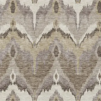 8' X 10' Beige Chocolate And Taupe Ikat Washable Indoor Outdoor Area Rug