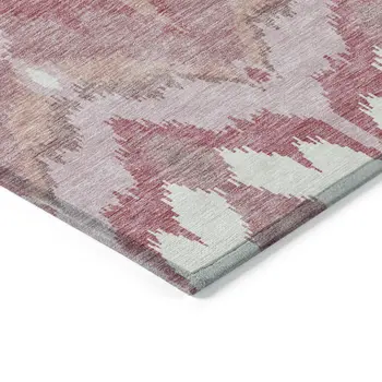 3' X 5' Blush Mauve And Ivory Ikat Washable Indoor Outdoor Area Rug