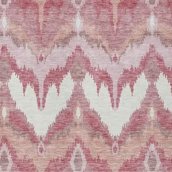 8' X 10' Blush Mauve And Ivory Ikat Washable Indoor Outdoor Area Rug