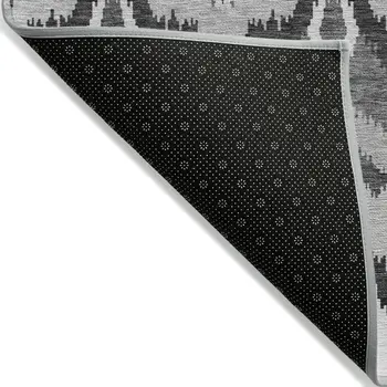3' X 5' Gray Silver And Charcoal Ikat Washable Indoor Outdoor Area Rug