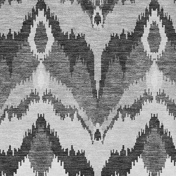 3' X 5' Gray Silver And Charcoal Ikat Washable Indoor Outdoor Area Rug