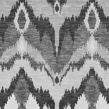 8' X 10' Gray Silver And Charcoal Ikat Washable Indoor Outdoor Area Rug