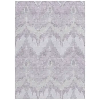 9' X 12' Lavender Purple And Gray Ikat Washable Indoor Outdoor Area Rug
