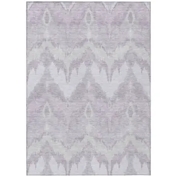 9' X 12' Lavender Purple And Gray Ikat Washable Indoor Outdoor Area Rug