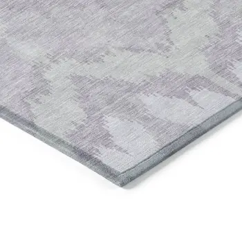 9' X 12' Lavender Purple And Gray Ikat Washable Indoor Outdoor Area Rug