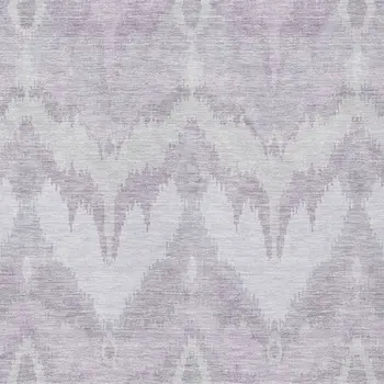9' X 12' Lavender Purple And Gray Ikat Washable Indoor Outdoor Area Rug