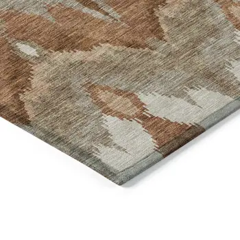 5' X 8' Orange Beige And Copper Ikat Washable Indoor Outdoor Area Rug