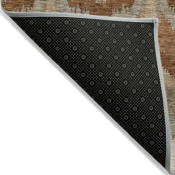 8' X 10' Orange Beige And Copper Ikat Washable Indoor Outdoor Area Rug
