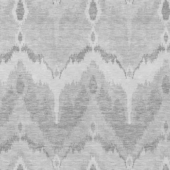 3' X 5' Silver And Gray Ikat Washable Indoor Outdoor Area Rug