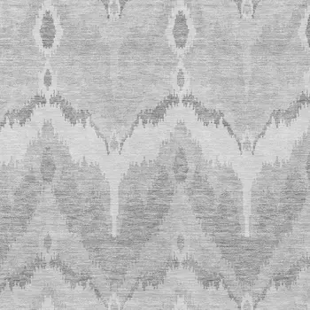 5' X 8' Silver And Gray Ikat Washable Indoor Outdoor Area Rug