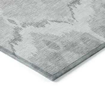 8' X 10' Silver And Gray Ikat Washable Indoor Outdoor Area Rug