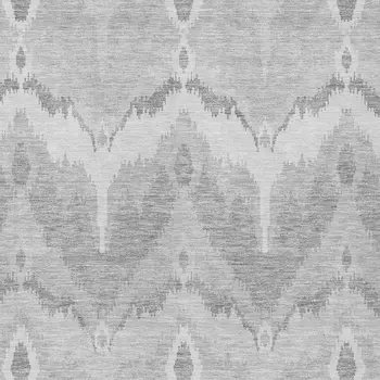 8' X 10' Silver And Gray Ikat Washable Indoor Outdoor Area Rug